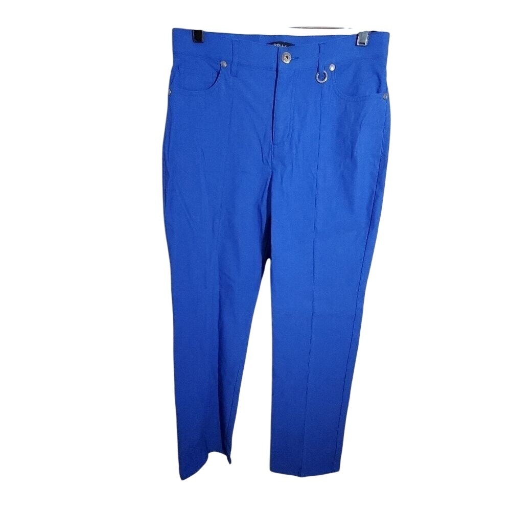 Up Rebel Womens Cobalt Blue Straight Leg High Rise Stretch Pants 5302R Size 8